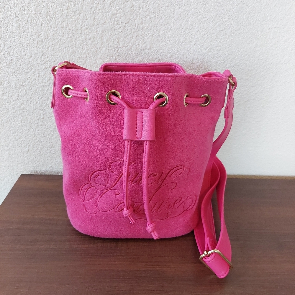 Juicy Couture Spell Out‎ Pink Flash Crossbody Bucket Bag